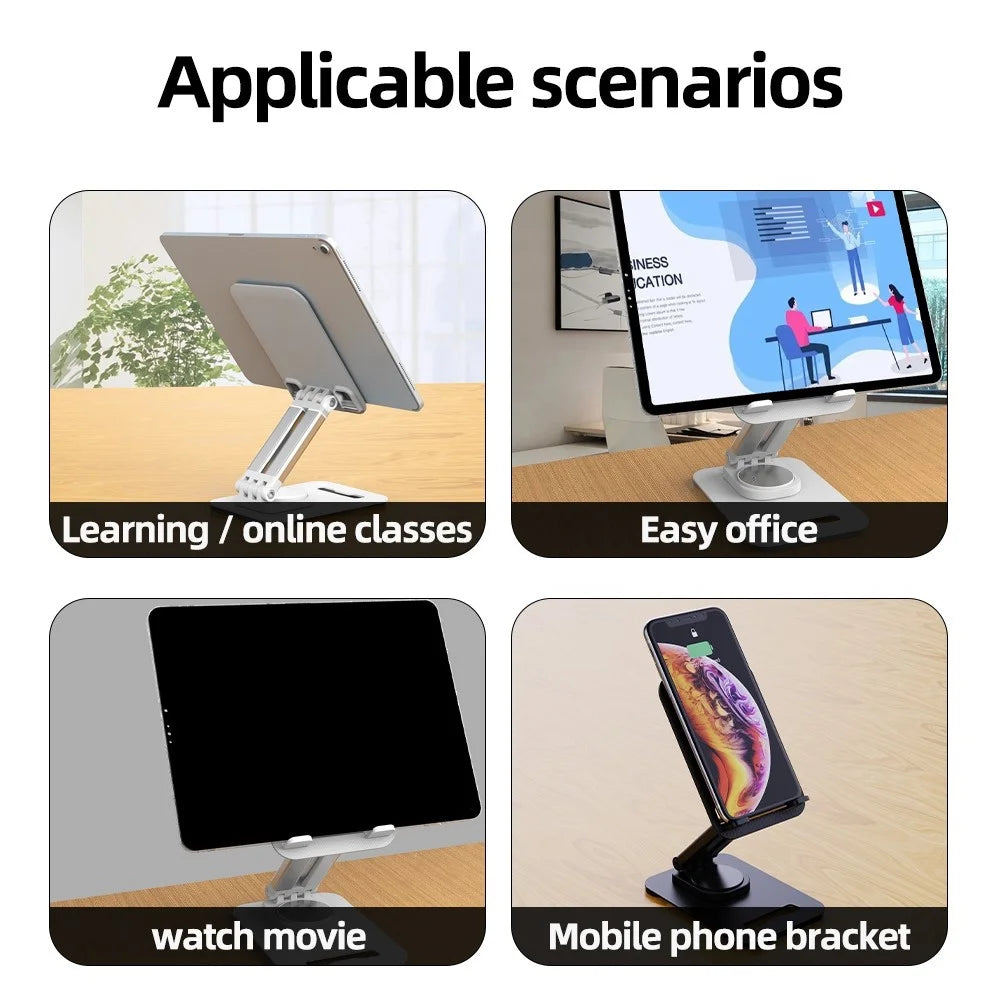 360-Degree Folding Phone Stand Non-Slip Portable Desk Rack Adjustable Phone Holder for iPhone / Samsung / Huawei - Black - 7