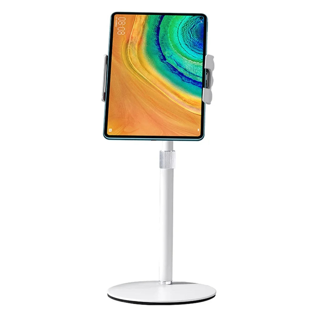 Portable Cell Phone Stand Holder Angle Adjustable Telescopic Metal Desktop Tablet Clamp Mount Holder - White - 1