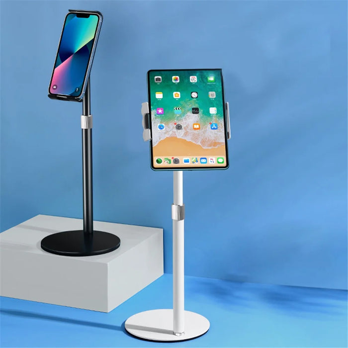 Portable Cell Phone Stand Holder Angle Adjustable Telescopic Metal Desktop Tablet Clamp Mount Holder - White - 3