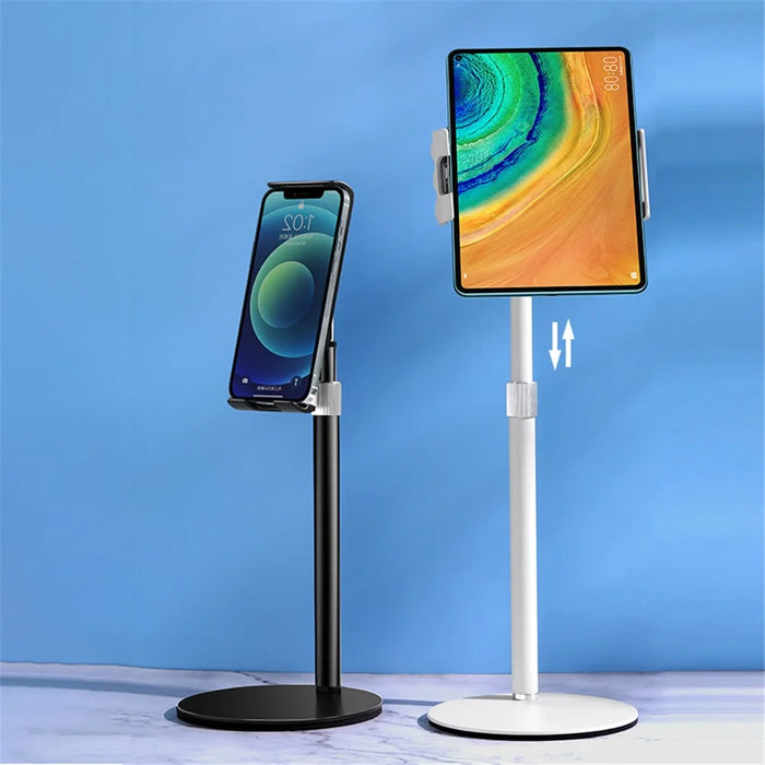 Portable Cell Phone Stand Holder Angle Adjustable Telescopic Metal Desktop Tablet Clamp Mount Holder - White - 4
