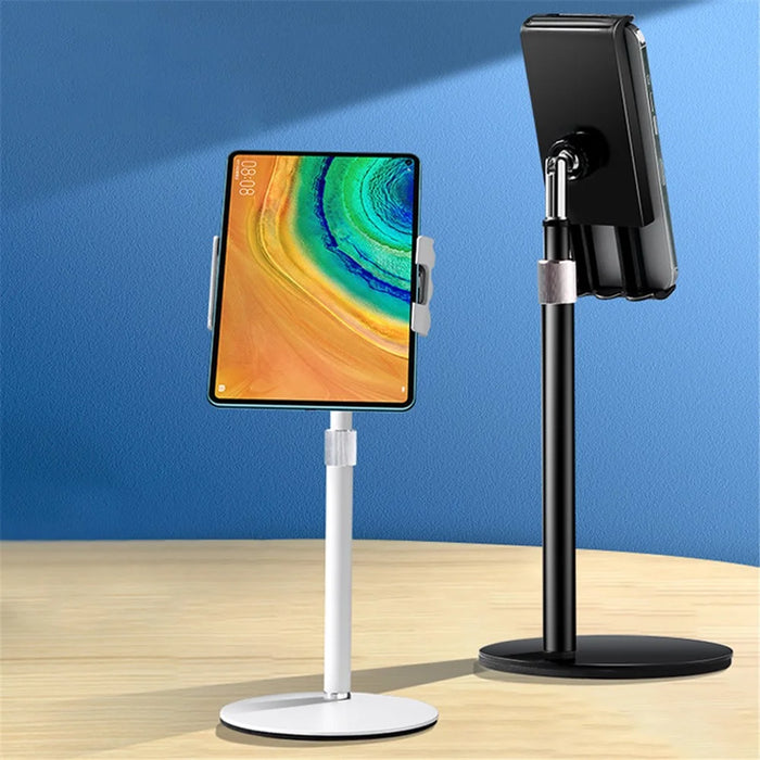 Portable Cell Phone Stand Holder Angle Adjustable Telescopic Metal Desktop Tablet Clamp Mount Holder - White - 5
