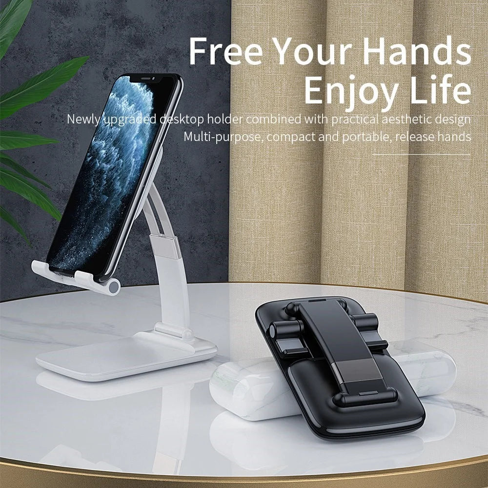 ESSAGER 45 Degree Desktop Cellphone Stand Stretchable Arm Folding Tablet Bracket - Black - 3