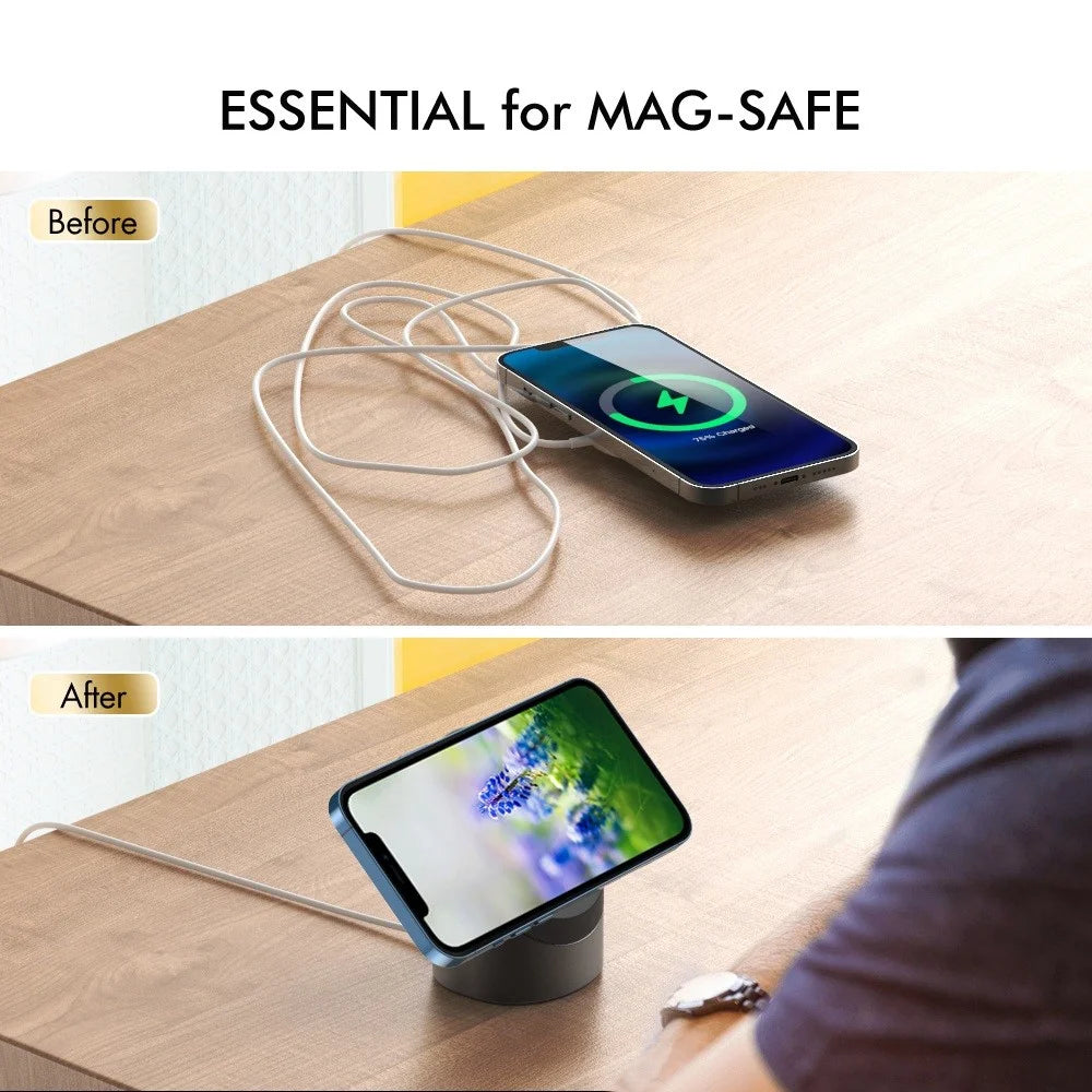AHASTYLE PT134 Stand Charger Aluminum Alloy Stand Holder for iPhone 14, 13, 12 Series Anti-Slip Desktop Stand - Black - 3