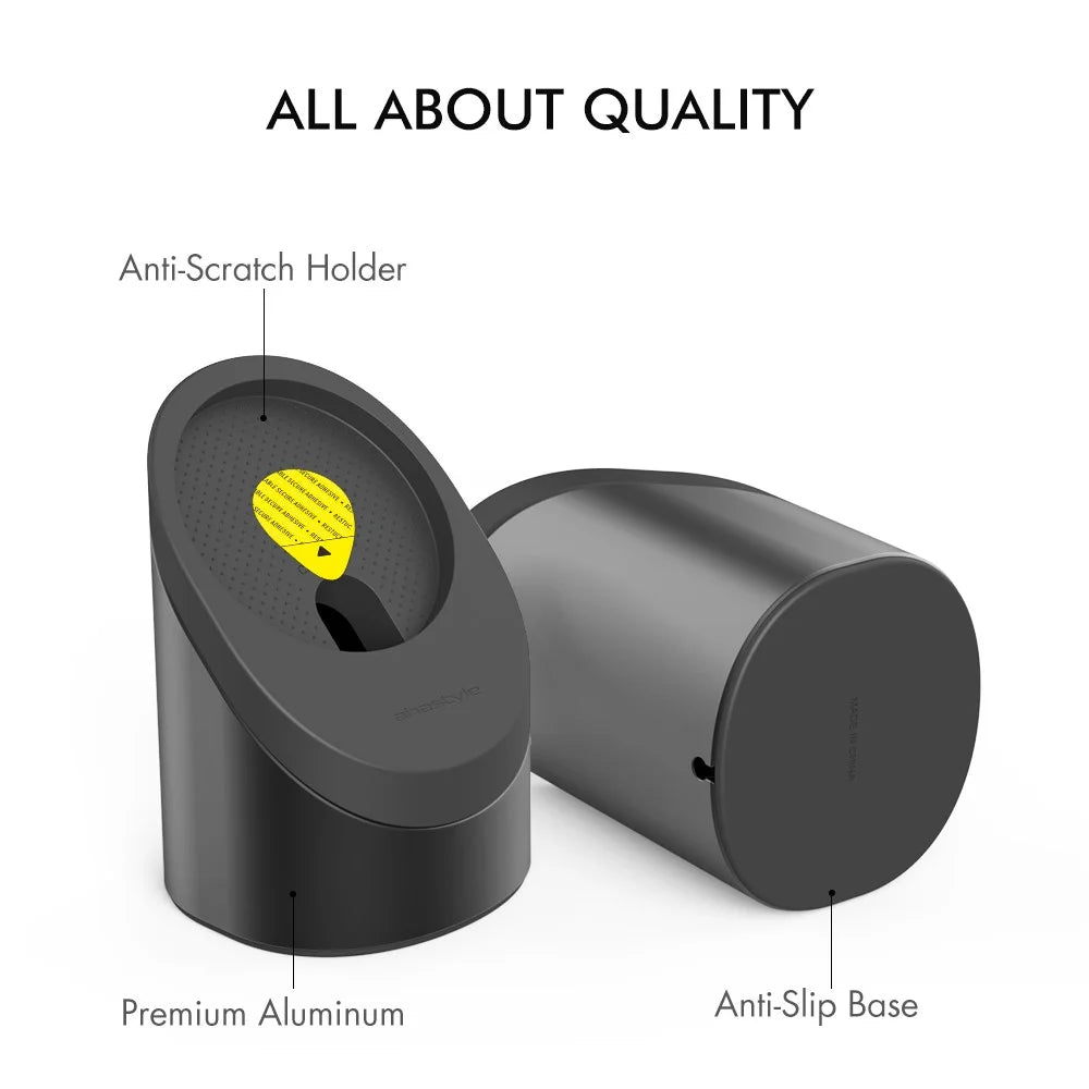 AHASTYLE PT134 Stand Charger Aluminum Alloy Stand Holder for iPhone 14, 13, 12 Series Anti-Slip Desktop Stand - Black - 4