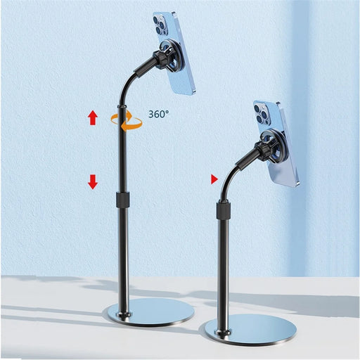 R-JUST HZ27 Retractable Phone Stand 360-Degree Rotating Metal Phone Holder Adjustable Round Base Tablet Stand - 2