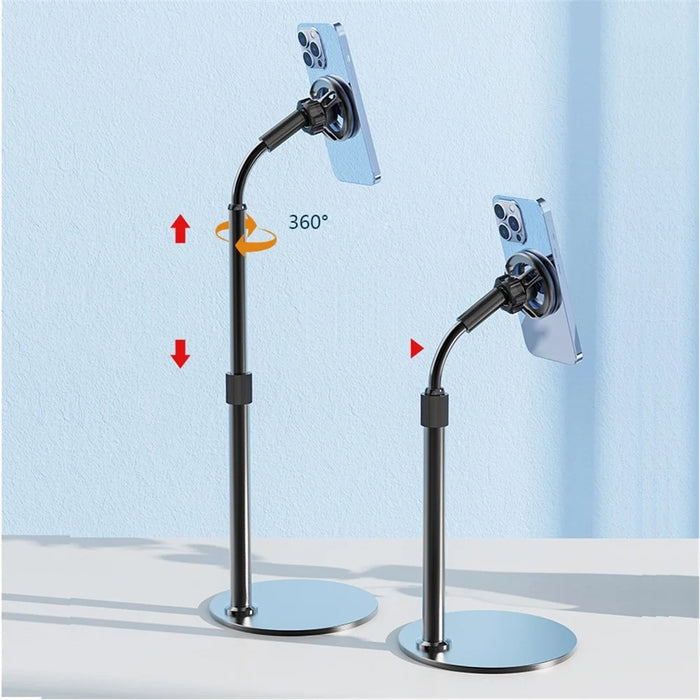 R-JUST HZ27 Retractable Phone Stand 360-Degree Rotating Metal Phone Holder Adjustable Round Base Tablet Stand - 2