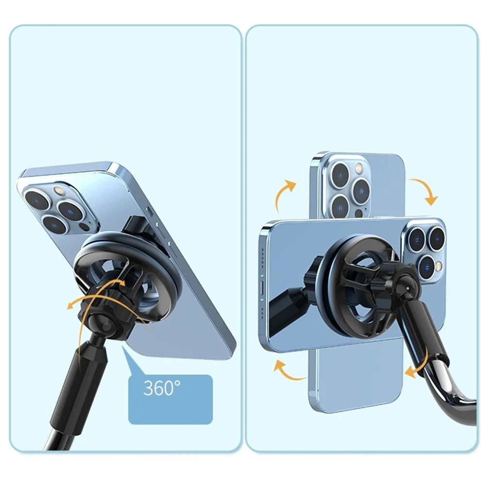 R-JUST HZ27 Retractable Phone Stand 360-Degree Rotating Metal Phone Holder Adjustable Round Base Tablet Stand - 4
