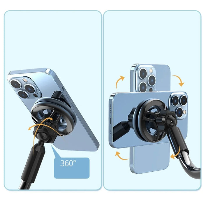 R-JUST HZ27 Retractable Phone Stand 360-Degree Rotating Metal Phone Holder Adjustable Round Base Tablet Stand - 4