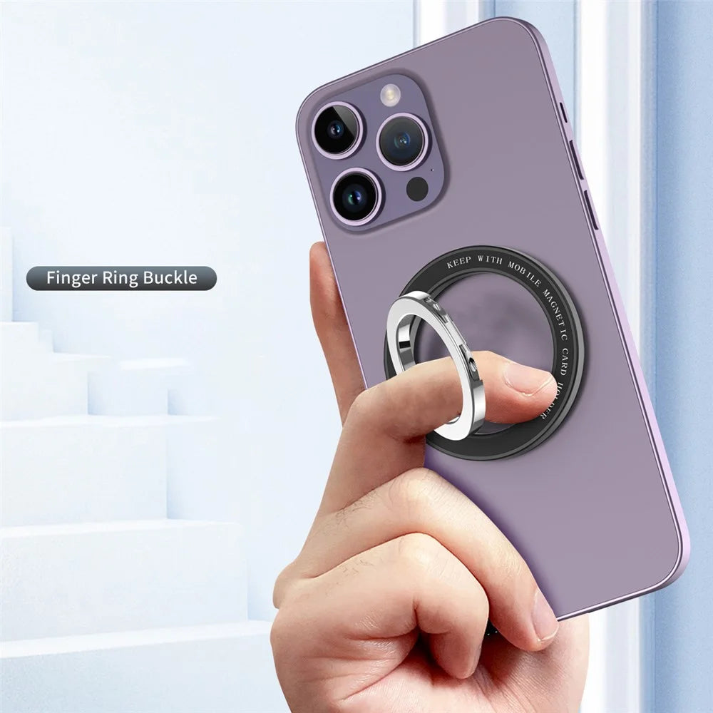 Magnetic Phone Ring, Double-axis Magnetic Metal Phone Grip Ring Holder with Adjustable Kickstand - Black - 6