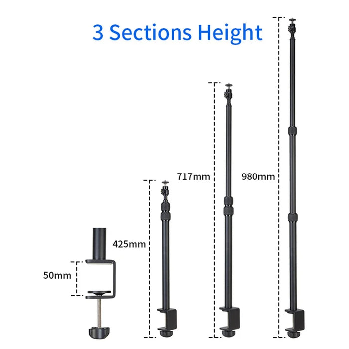 JMARY MT-49 Tabletop Light Stand Clip Stand Adjustable Clamp Desk Mount Light Stand with 1 / 4-inch Screw for LED Video Light / Ring Light - 5