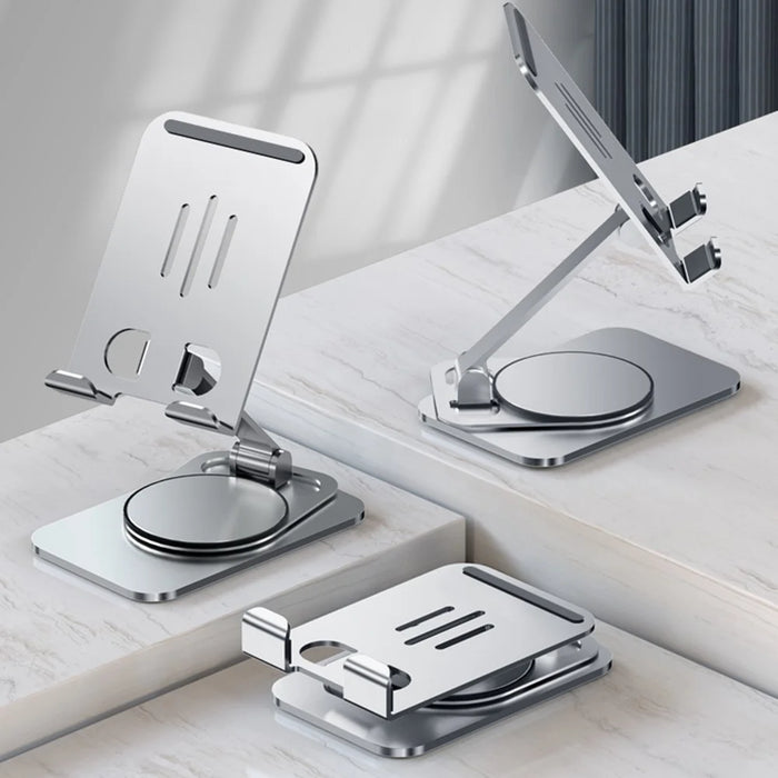 K6 Desktop Mobile Phone Tablet Holder Stand Rotatable Aluminum Alloy Cellphone Bracket - Silver - 2