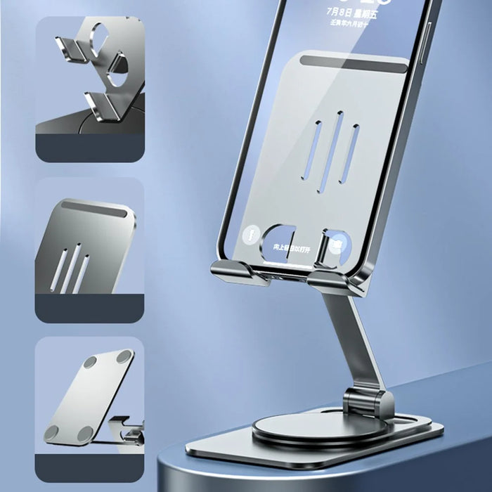 K6 Desktop Mobile Phone Tablet Holder Stand Rotatable Aluminum Alloy Cellphone Bracket - Silver - 4