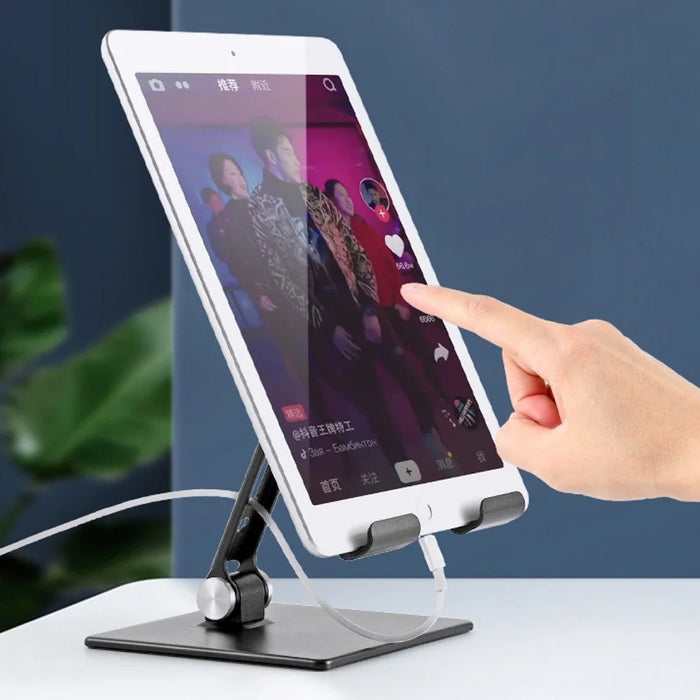 Adjustable Desktop Lazy Mobile Phone Tablet Holder Stand Metal Cellphone Tablet Bracket - Black - 7