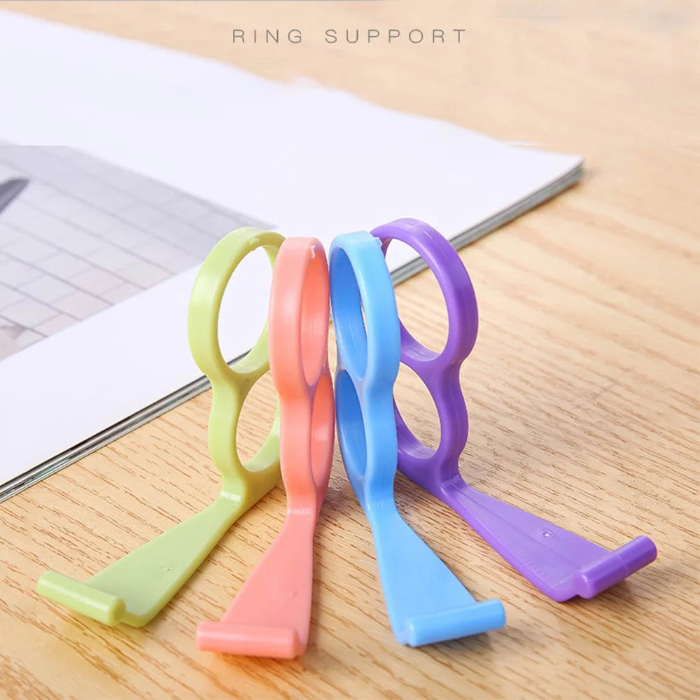 10Pcs Double Finger Ring Grip L Shaped Mobile Phone Mount Holder Plastic Desk Stand - Green - 3