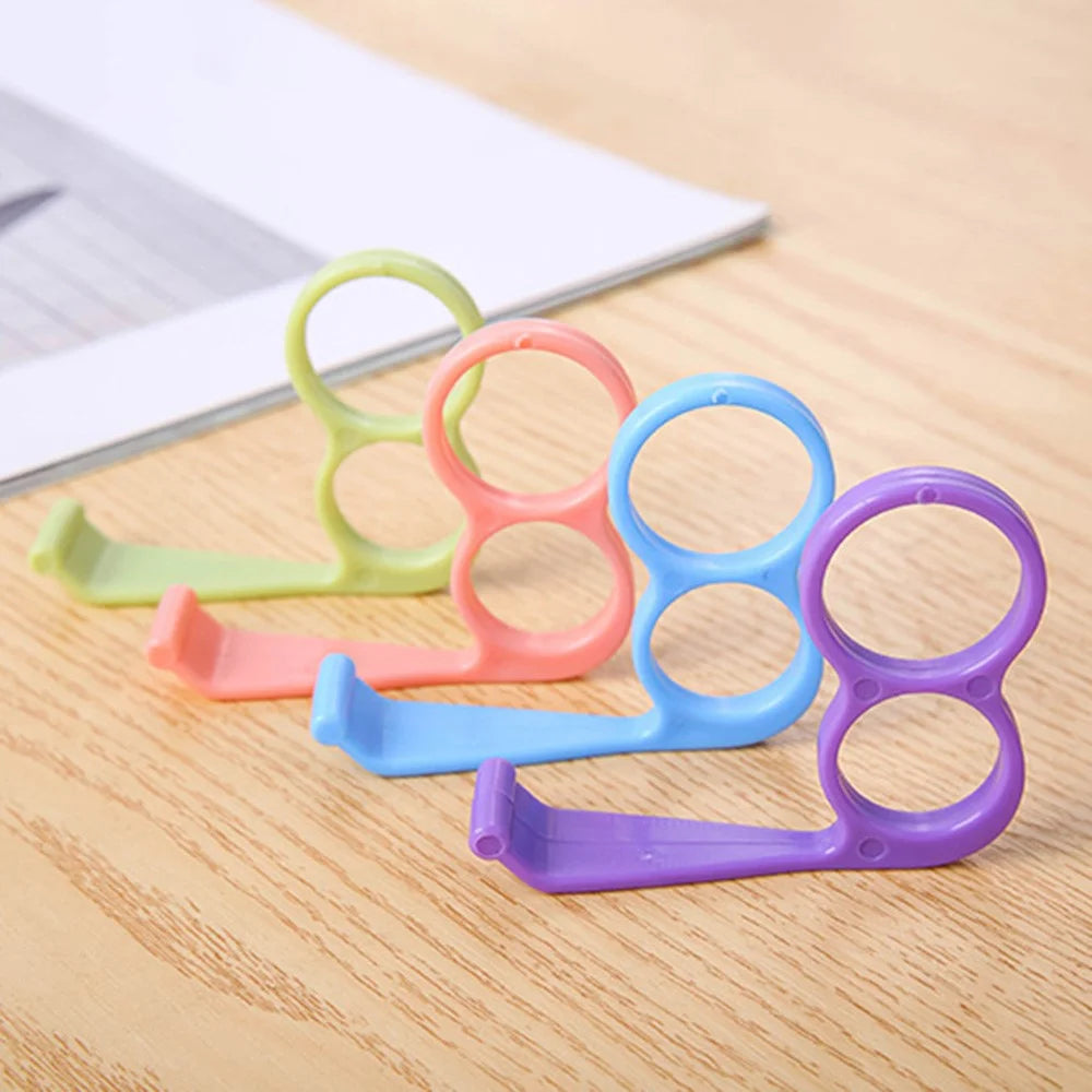 10Pcs Double Finger Ring Grip L Shaped Mobile Phone Mount Holder Plastic Desk Stand - Green - 4