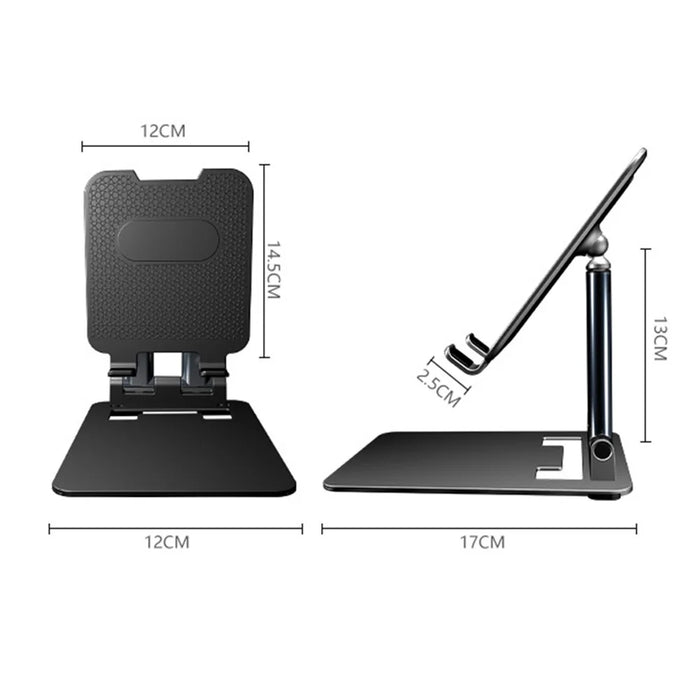 T09 Desktop Foldable Tablet Stand Holder Cell Phone Stand Height Angle Adjustable Mount, Size: L - Black - 7