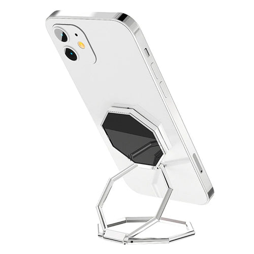 Foldable Metal Magnetic Desktop Ring Shape Phone Tablet Holder Zinc Alloy Cell Phone Stand - Silver - 1