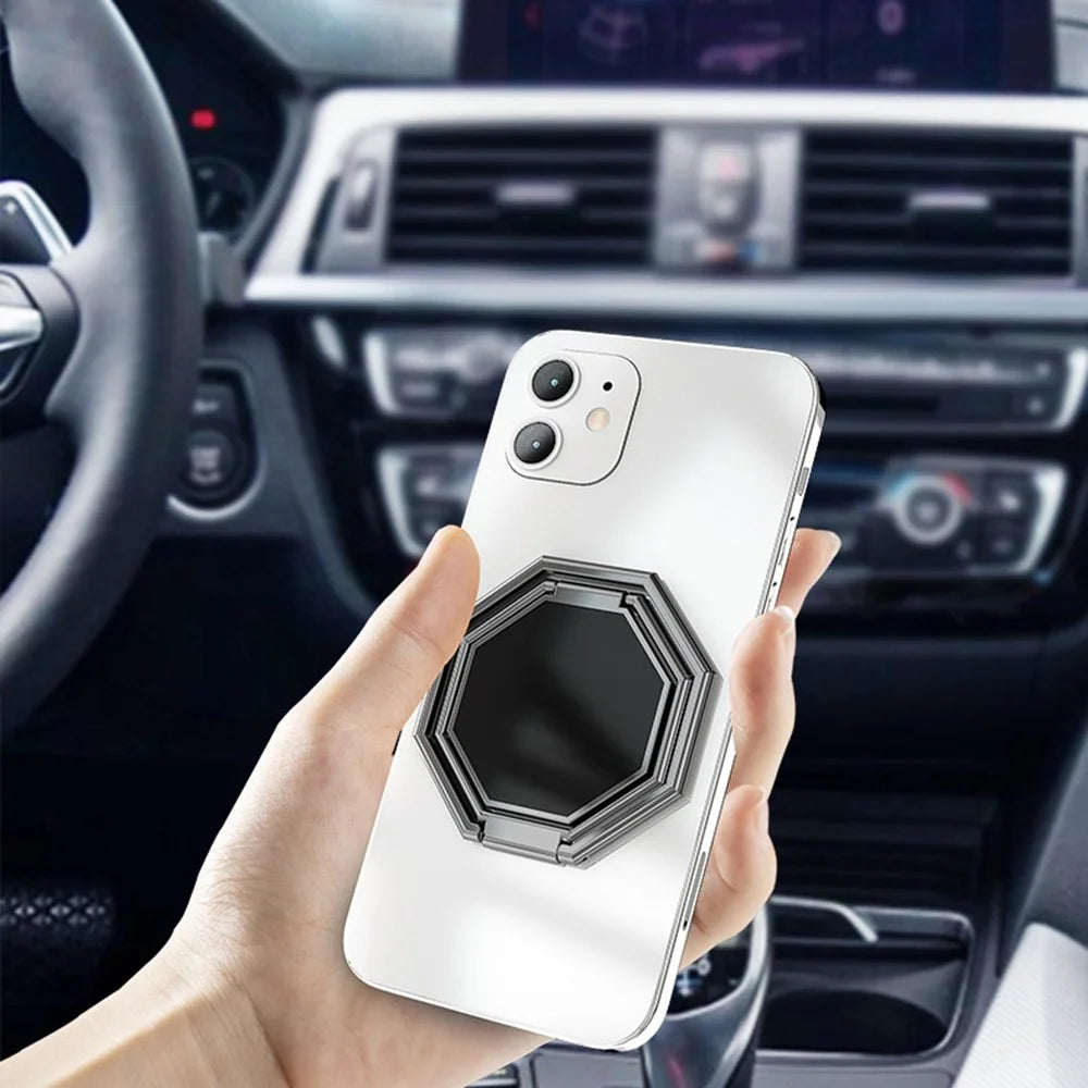 Foldable Metal Magnetic Desktop Ring Shape Phone Tablet Holder Zinc Alloy Cell Phone Stand - Silver - 4
