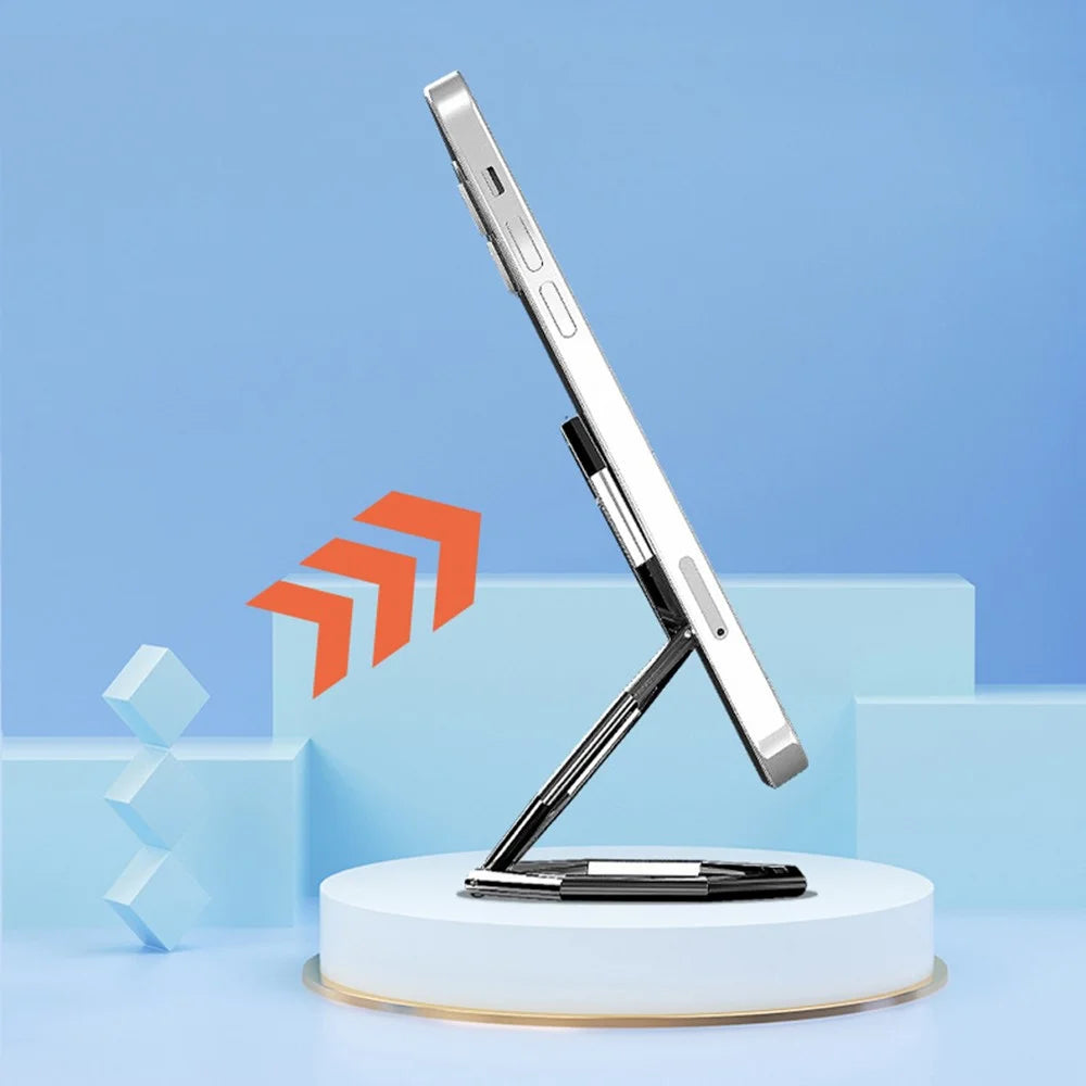 Foldable Metal Magnetic Desktop Ring Shape Phone Tablet Holder Zinc Alloy Cell Phone Stand - Silver - 5