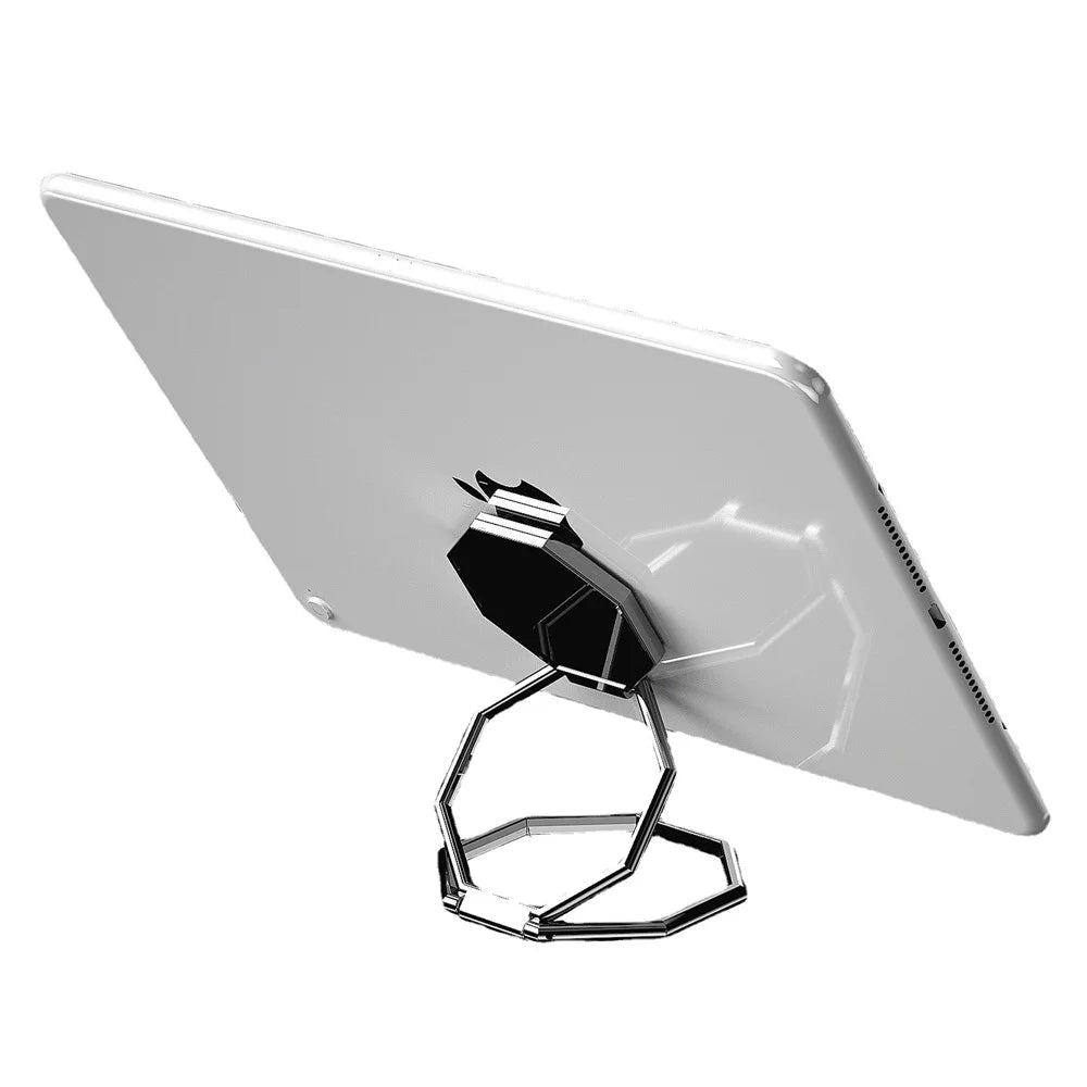 Foldable Metal Magnetic Desktop Ring Shape Phone Tablet Holder Zinc Alloy Cell Phone Stand - Silver - 6