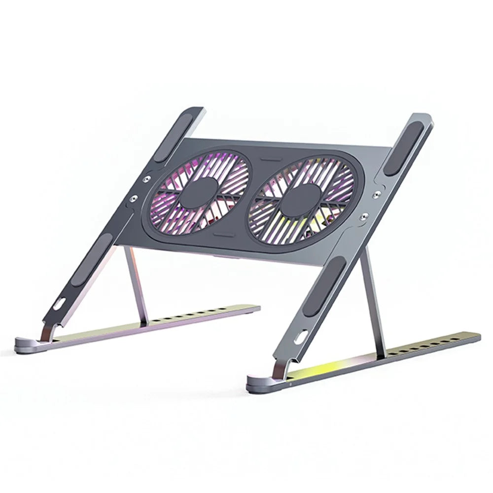 BONERUY P11F Foldable Laptop Cooling Fan Radiator Stand Adjustable Angle Heat Dissipation Notebook Cooler - Large Fan / Grey - 1