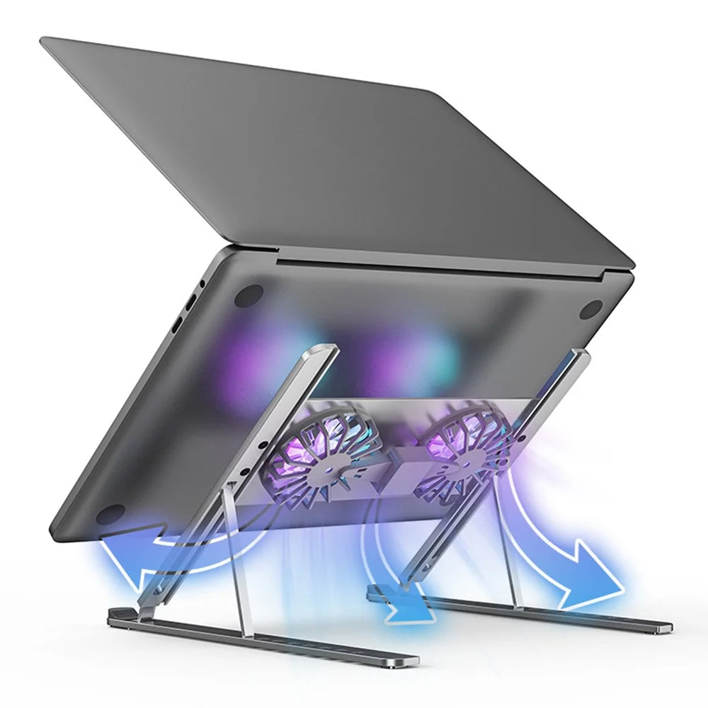 BONERUY P11F Foldable Laptop Cooling Fan Radiator Stand Adjustable Angle Heat Dissipation Notebook Cooler - Large Fan / Grey - 3