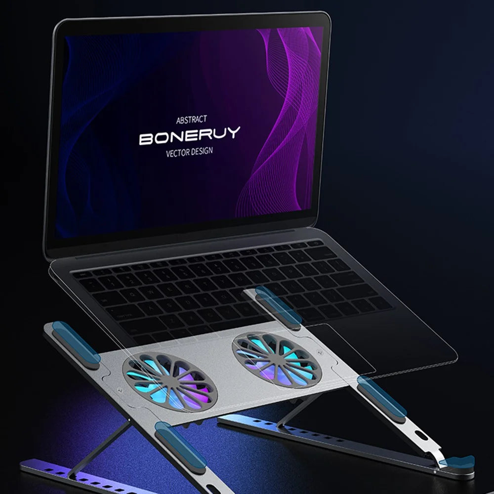 BONERUY P11F Foldable Laptop Cooling Fan Radiator Stand Adjustable Angle Heat Dissipation Notebook Cooler - Large Fan / Grey - 4