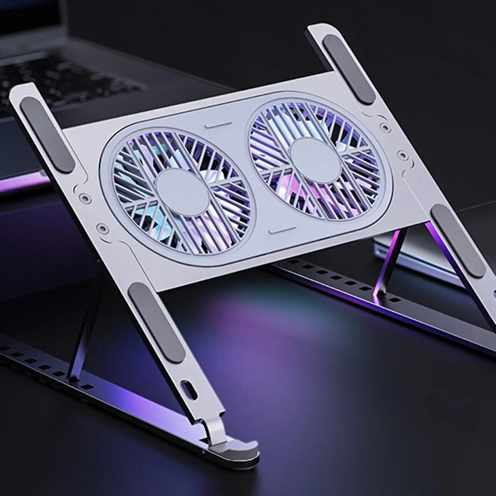 BONERUY P11F Foldable Laptop Cooling Fan Radiator Stand Adjustable Angle Heat Dissipation Notebook Cooler - Large Fan / Grey - 5
