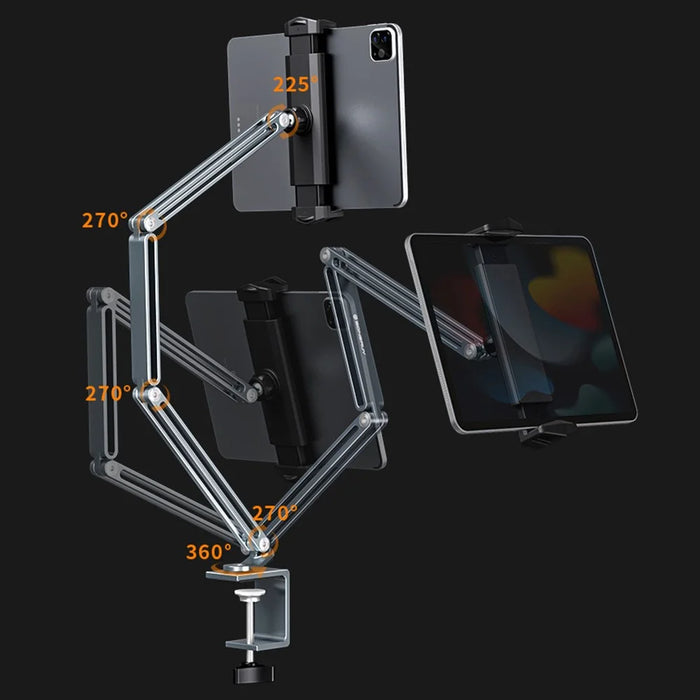 BONERUY P67 Adjustable Arm Aluminum Alloy Mobile Phone Tablet Holder Stand Bedside Desktop Lazy Bracket - Grey - 3