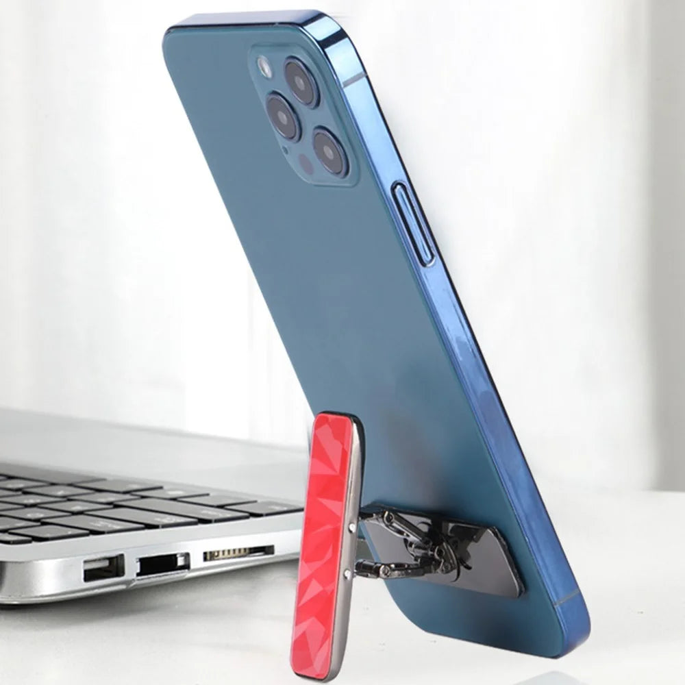 Universal Mini Mobile Phone Stand Foldable Rotatable Zinc Alloy Phone Kickstand Holder - Rose Gold - 5