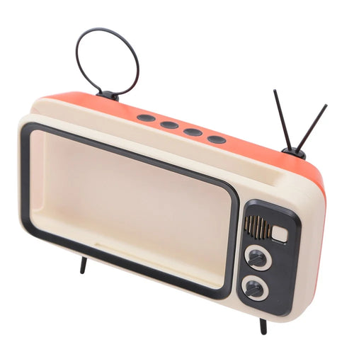 Retro TV Shape Mobile Phone Holder Home Office Desktop TV Phone Stand Bracket - Orange Black - 1