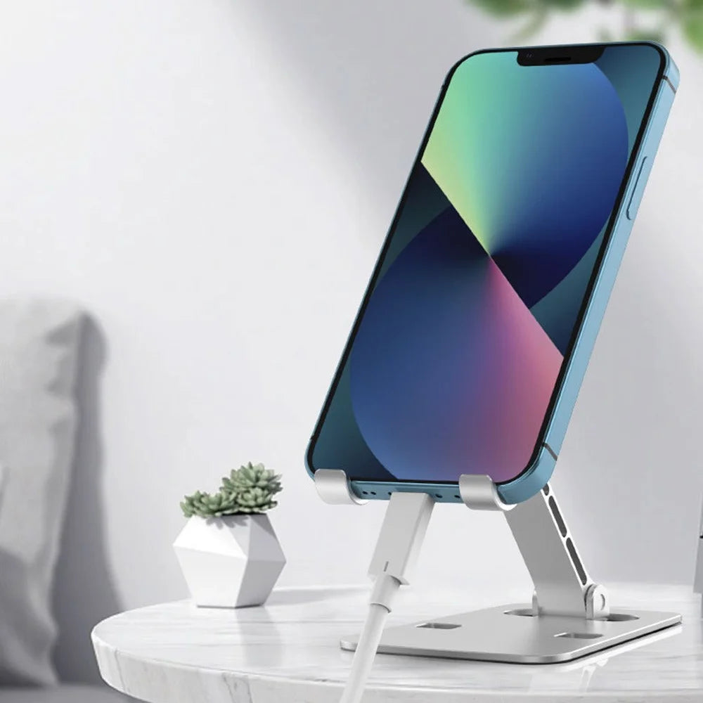 L-201 Multifunction Cell Phone Stand Holder Foldable Design Desktop Phone Tablet Desk Mount Holder - Silver - 2