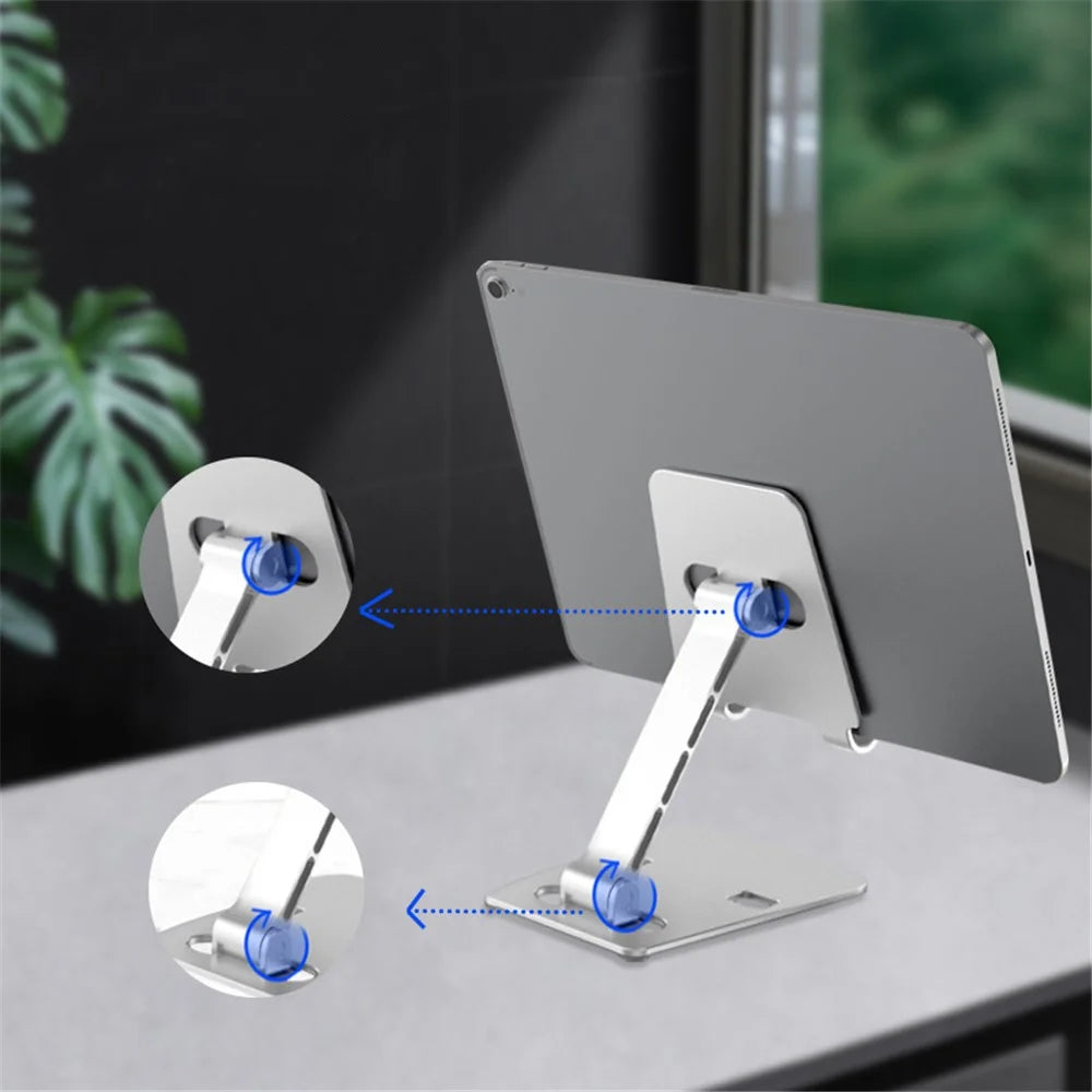 L-201 Multifunction Cell Phone Stand Holder Foldable Design Desktop Phone Tablet Desk Mount Holder - Silver - 3