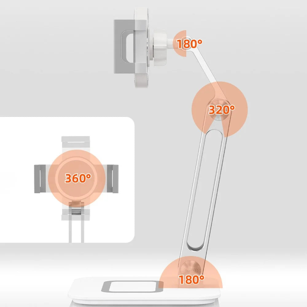 RS718 4.7" - 12.9" Cell Phone Tablet Stand Holder 360 Degree Rotating Adjustable Foldable Desktop Stand with Heavy Duty Base - 6