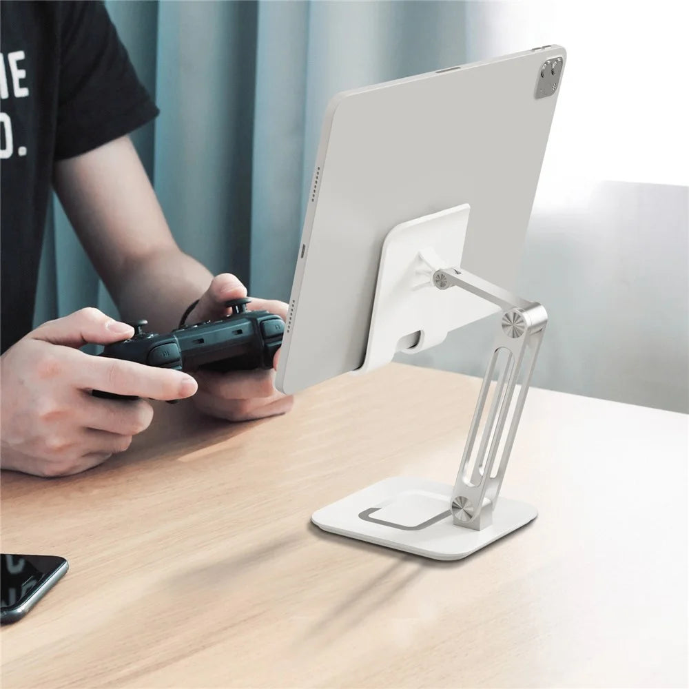 RS719 Foldable Desktop Stand Cell Phone Holder Heavy Duty Aluminum Alloy Base Adjustable Desk Mount Tablet Holder - 3
