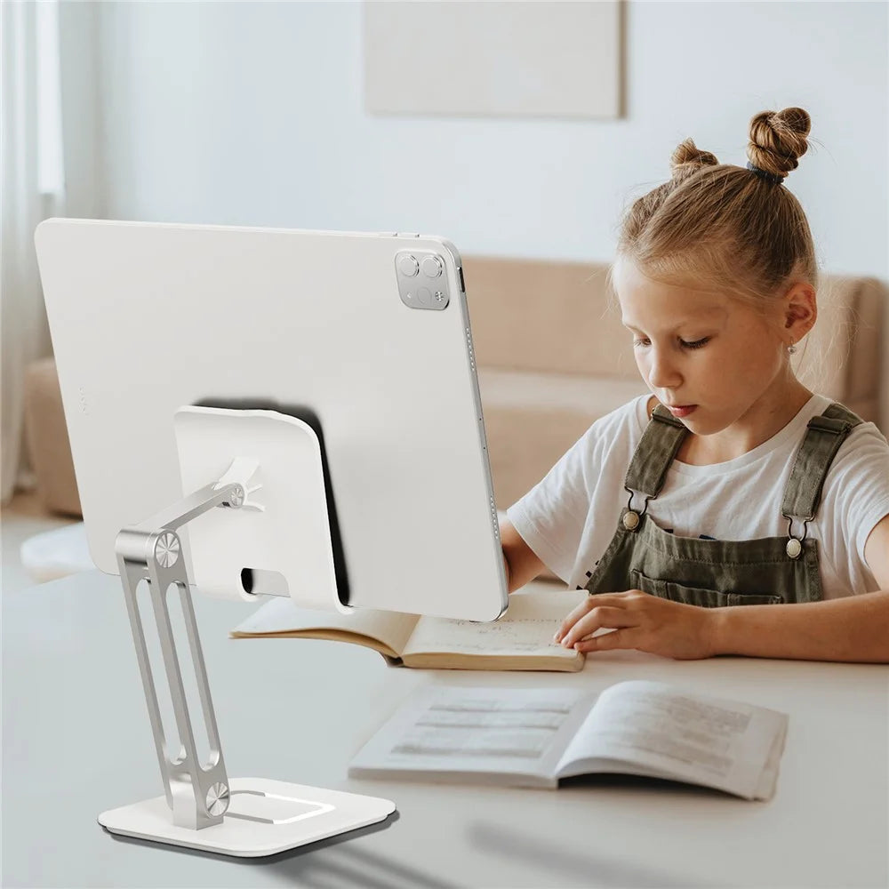 RS719 Foldable Desktop Stand Cell Phone Holder Heavy Duty Aluminum Alloy Base Adjustable Desk Mount Tablet Holder - 4