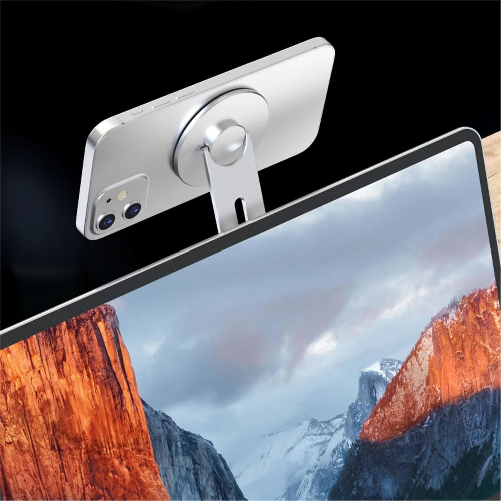 ZF013 180-Degree Flip Magnetic Phone Bracket for Laptops, Desktop Computer Ultra-Thin Magnetic Phone Holder - Silver - 5