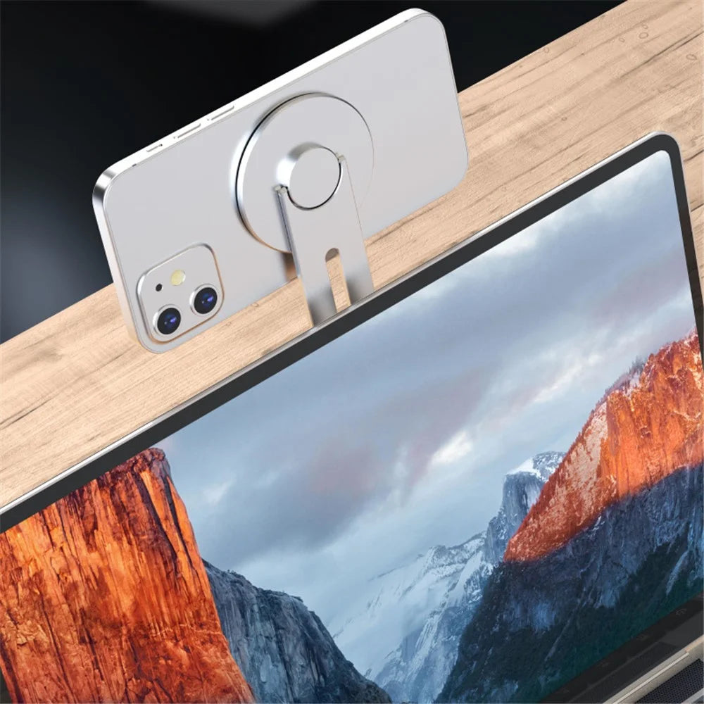ZF013 180-Degree Flip Magnetic Phone Bracket for Laptops, Desktop Computer Ultra-Thin Magnetic Phone Holder - Silver - 7