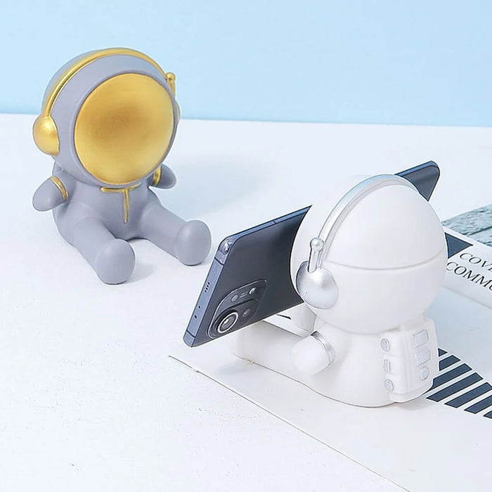 Creative Cartoon Astronaut Mobile Phone Holder Desktop Cellphone Bracket Stand Home Decor - Grey - 5