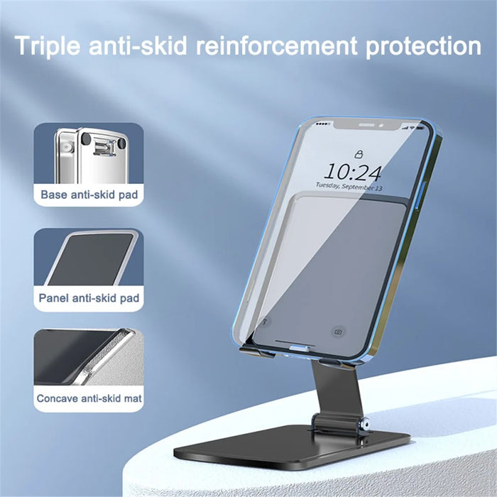 T15 Video Recording / Facetime Call Cell Phone Stand Angle Adjustable Folding Tablet Holder Bracket for Home Office - Black - 2