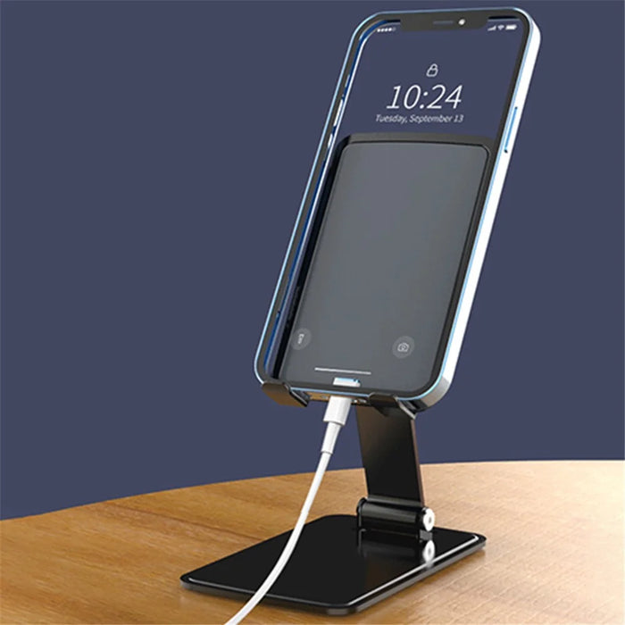 T15 Video Recording / Facetime Call Cell Phone Stand Angle Adjustable Folding Tablet Holder Bracket for Home Office - Black - 4
