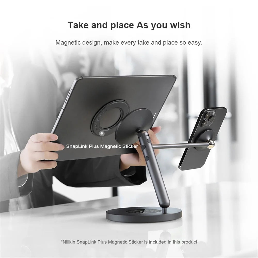 NILLKIN SnapBracnch Modular Devices Station Magnetic Mobile Phone Tablets Stand Holder with 360-Degree Rotating Base (Multitask Version) - 3