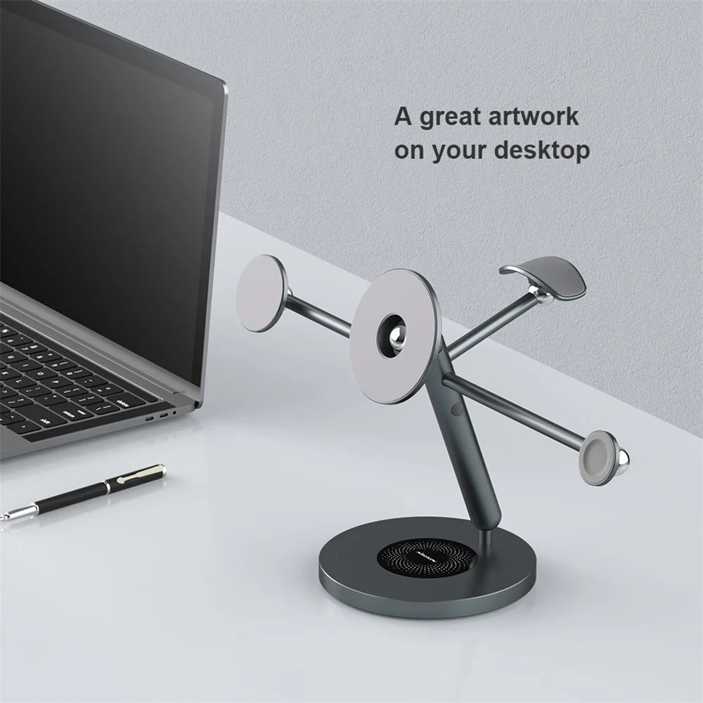 NILLKIN SnapBracnch Modular Devices Station Stand 360-Degree Rotating Magnetic Tablets Mount Mobile Phone Holder with Headset Module (All-in-One Version) - 4