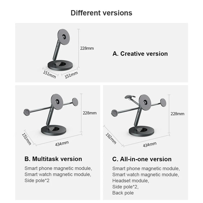 NILLKIN SnapBracnch Modular Devices Station Stand 360-Degree Rotating Magnetic Tablets Mount Mobile Phone Holder with Headset Module (All-in-One Version) - 5