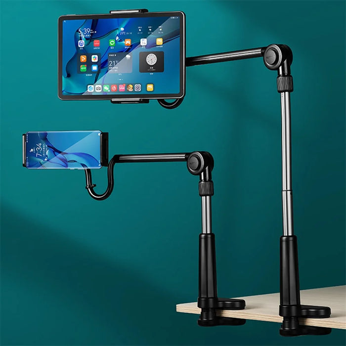Adjustable Arm 4-13 inch Mobile Phone Tablet Holder Stand Bedside Desk Lazy Tablet Clip Bracket - 2