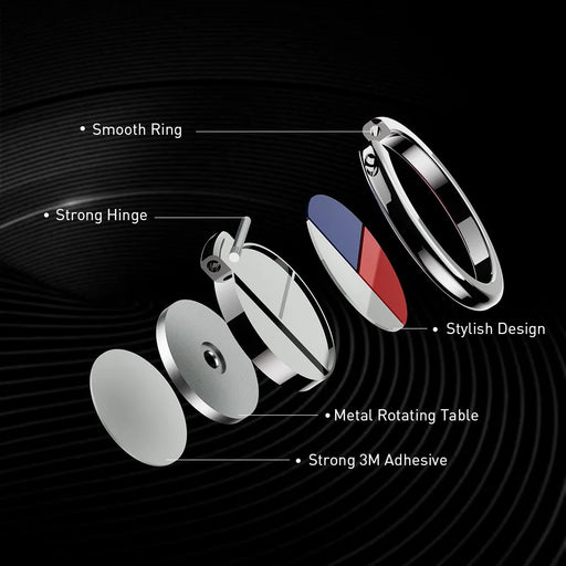 AHASTYLE ST12 Aluminum Alloy Rotatable Foldable Ring Buckle Phone Holder Desktop Mobile Phone Kickstand - Red / White / Blue - 2