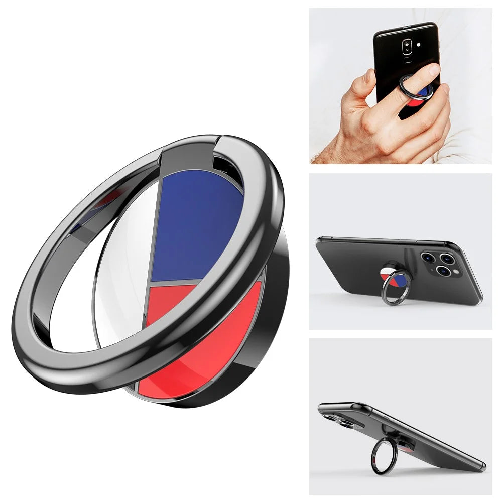 AHASTYLE ST12 Aluminum Alloy Rotatable Foldable Ring Buckle Phone Holder Desktop Mobile Phone Kickstand - Red / White / Blue - 3