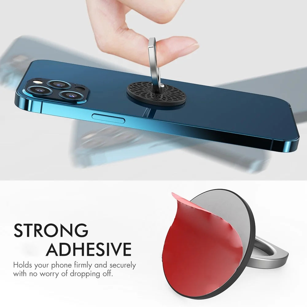 AHASTYLE ST13 2Pcs Flower Design 360-degree Rotating Ring Buckle Phone Holder Metal Cellphone Kickstand - Purple+Red - 4