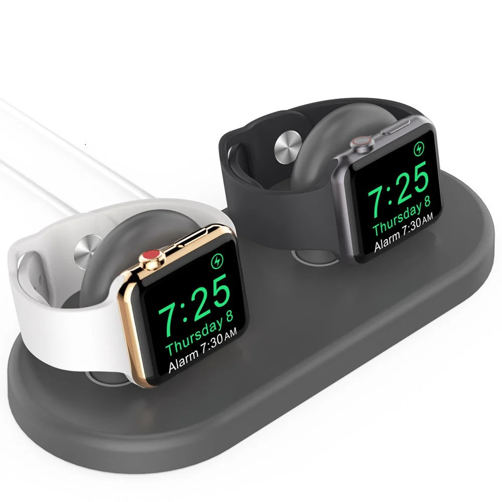 AHASTYLE PT116 For Apple Watch Dual Position Charging Stand Smart Watch Charger Holder Base - Grey - 1