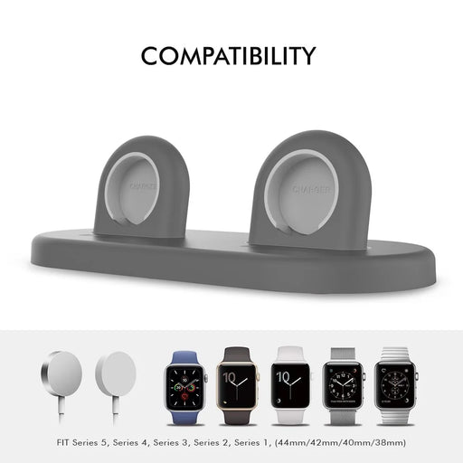 AHASTYLE PT116 For Apple Watch Dual Position Charging Stand Smart Watch Charger Holder Base - Grey - 2